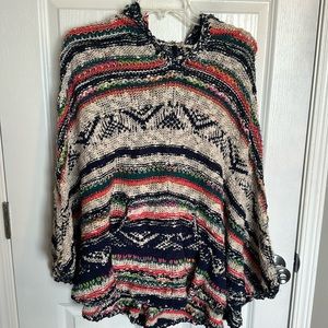 NEW colorful poncho with hood